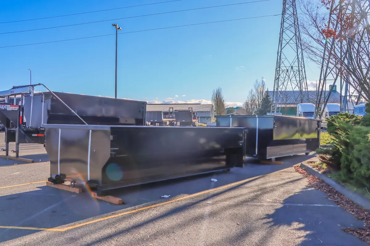 Roll-off dumpster ready for waste disposal at job site for 2 Yard Dumpster Rental in Nebraska City
